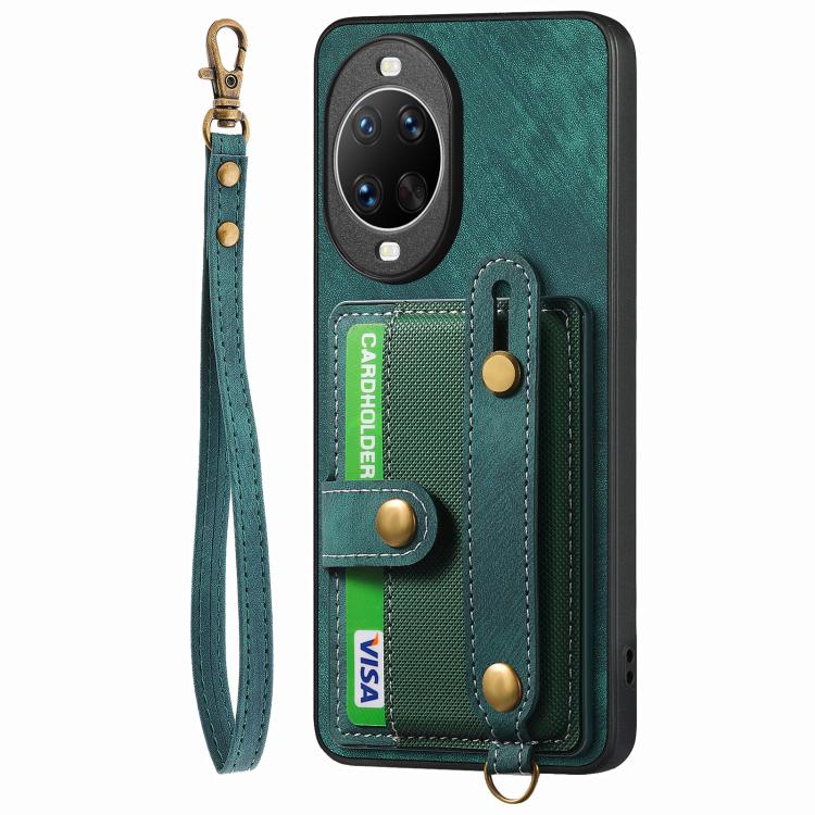 For Huawei nova 14 Pro Retro Cross Wristband Wallet Leather Back Phone Case