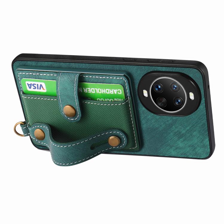 For Huawei nova 14 Pro Retro Cross Wristband Wallet Leather Back Phone Case