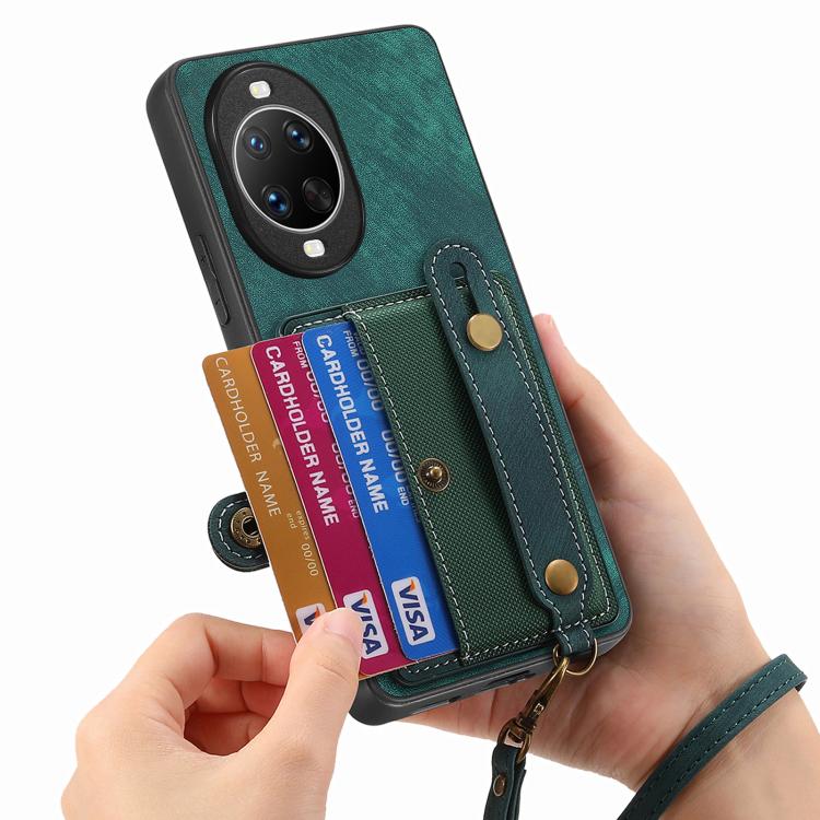 For Huawei nova 14 Pro Retro Cross Wristband Wallet Leather Back Phone Case