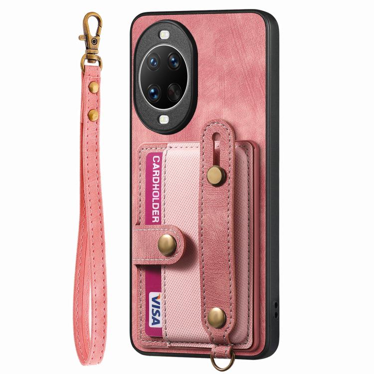 For Huawei nova 14 Pro Retro Cross Wristband Wallet Leather Back Phone Case