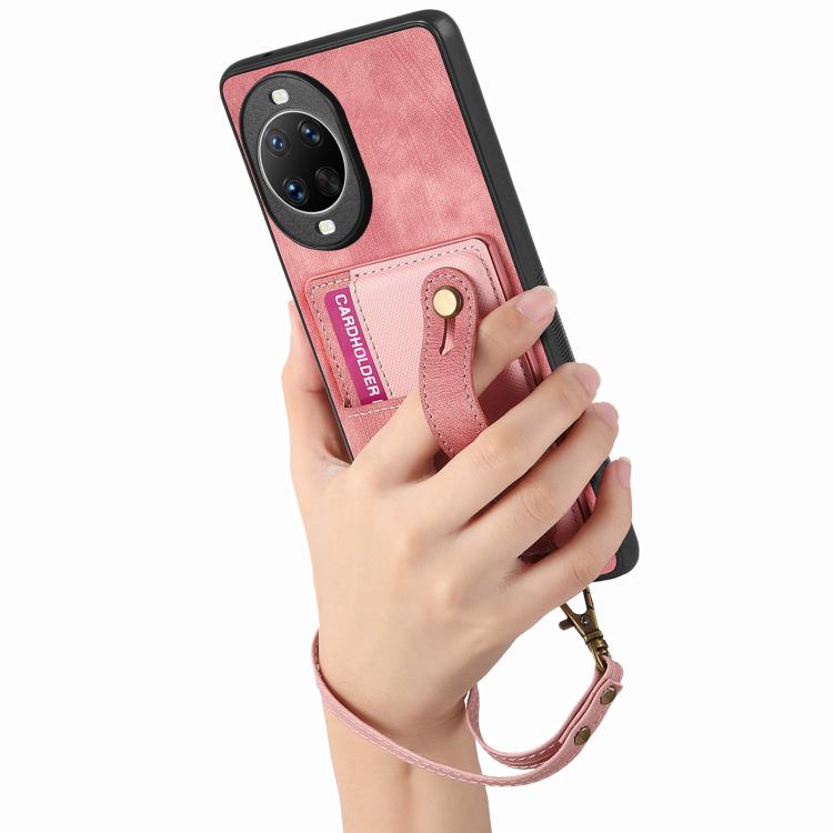 For Huawei nova 14 Pro Retro Cross Wristband Wallet Leather Back Phone Case