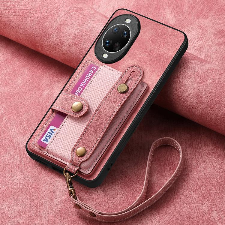 For Huawei nova 14 Pro Retro Cross Wristband Wallet Leather Back Phone Case