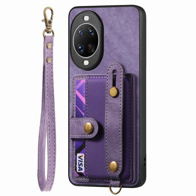For Huawei nova 14 Pro Retro Cross Wristband Wallet Leather Back Phone Case