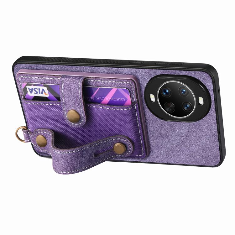 For Huawei nova 14 Pro Retro Cross Wristband Wallet Leather Back Phone Case