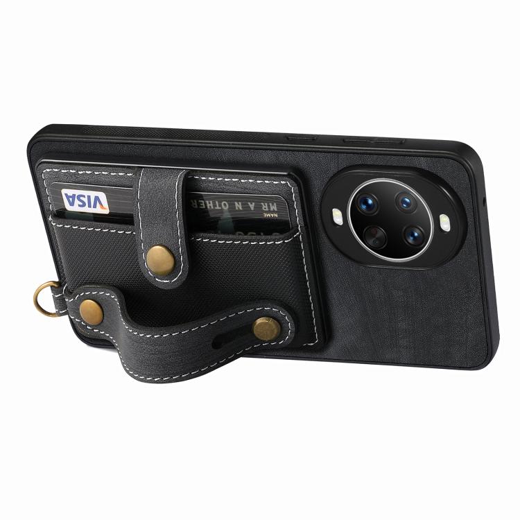 For Huawei nova 14 Pro Retro Cross Wristband Wallet Leather Back Phone Case