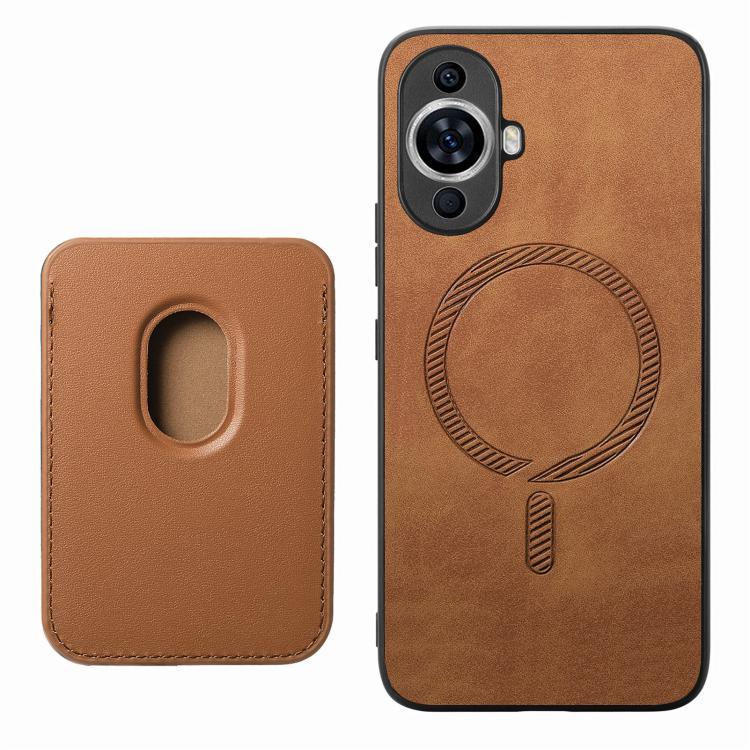For Huawei nova 12 Retro Magsafe Card Bag PU Back Cover Phone Case