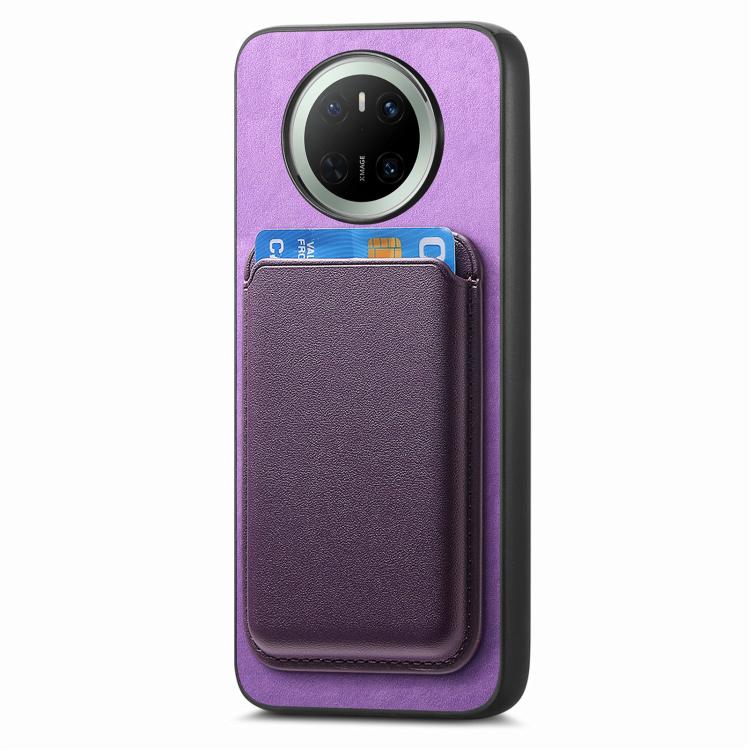 For Huawei Mate 70 Retro Magsafe Card Bag PU Back Cover Phone Case