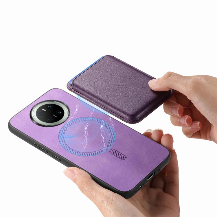For Huawei Mate 70 Retro Magsafe Card Bag PU Back Cover Phone Case