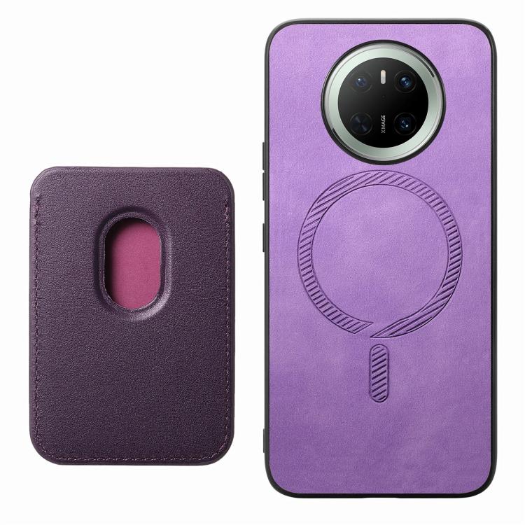 For Huawei Mate 70 Retro Magsafe Card Bag PU Back Cover Phone Case