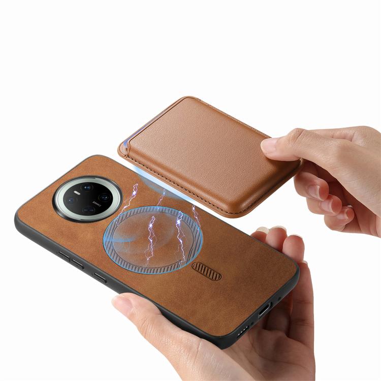 For Huawei Mate 70 Retro Magsafe Card Bag PU Back Cover Phone Case