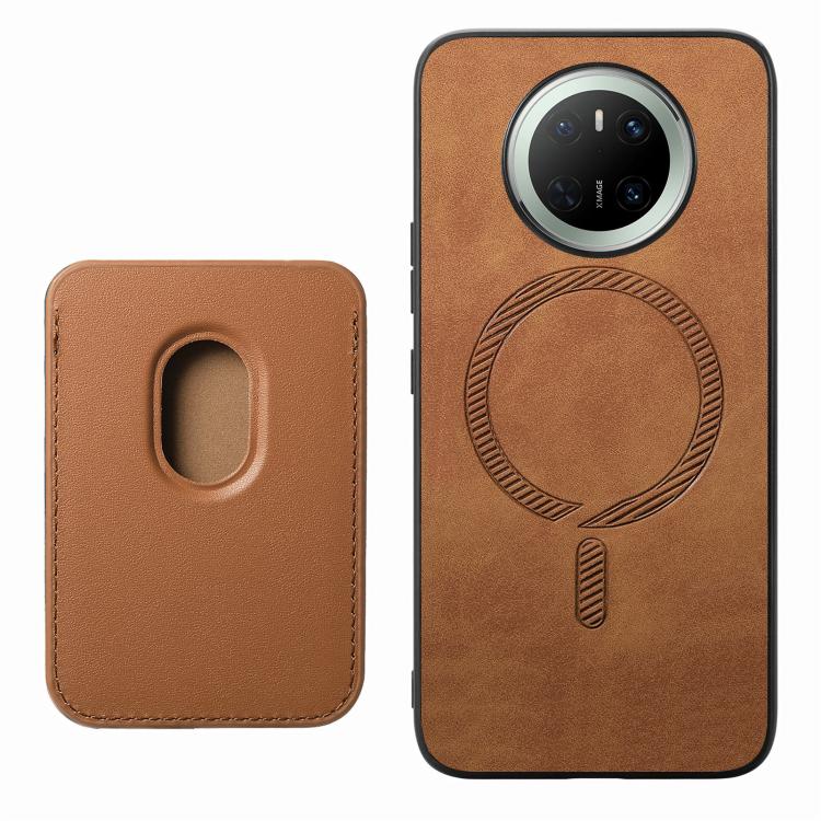 For Huawei Mate 70 Retro Magsafe Card Bag PU Back Cover Phone Case