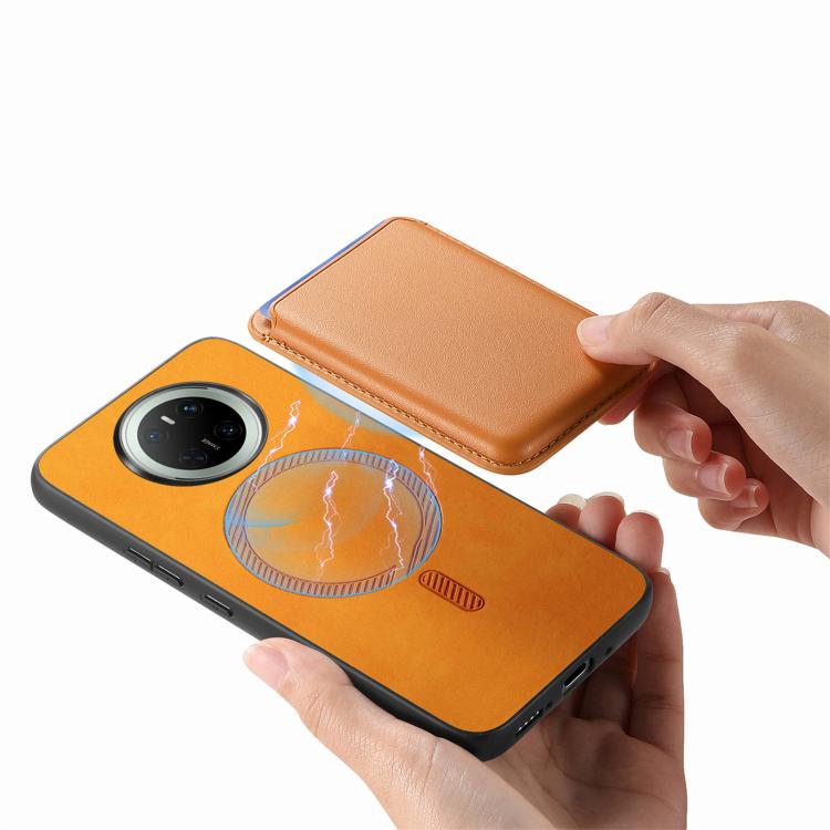 For Huawei Mate 70 Pro Retro Magsafe Card Bag PU Back Cover Phone Case