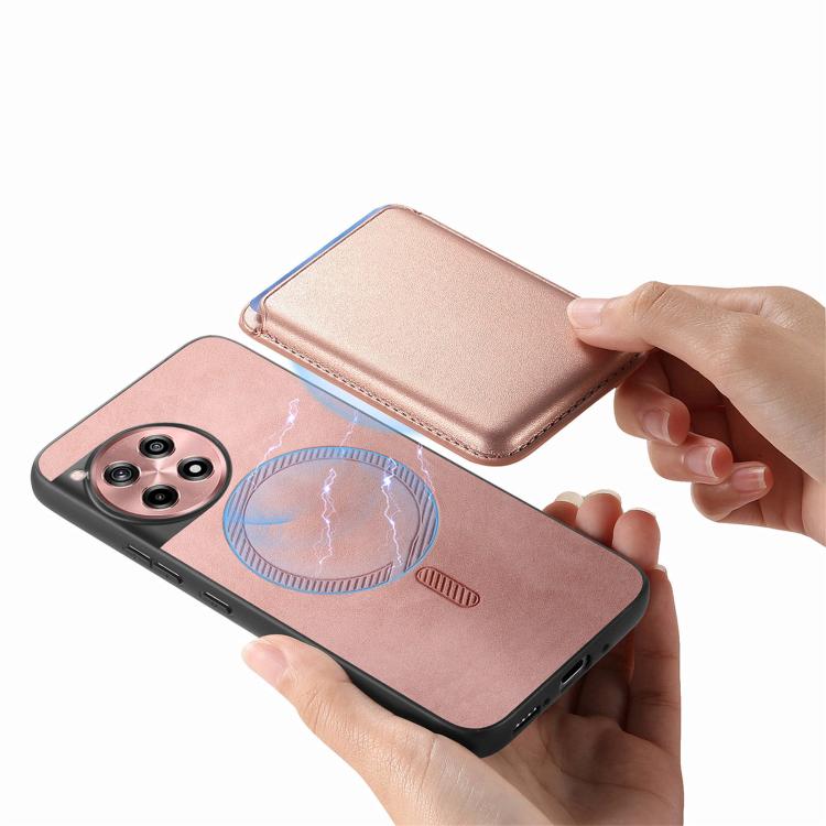 For OnePlus Ace 5 / 5 Pro Retro Magsafe Card Bag PU Back Cover Phone Case
