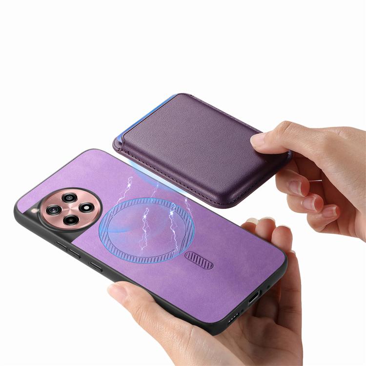For OnePlus 13 Retro Magsafe Card Bag PU Back Cover Phone Case