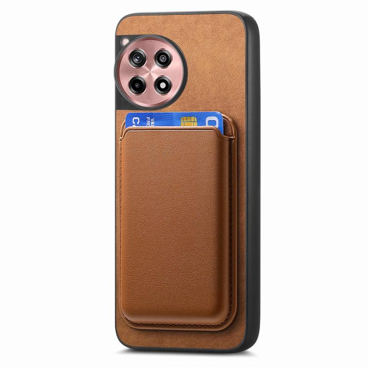 For OnePlus 13 Retro Magsafe Card Bag PU Back Cover Phone Case