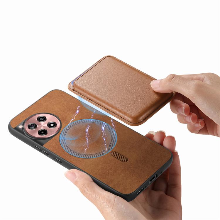 For OnePlus 13 Retro Magsafe Card Bag PU Back Cover Phone Case