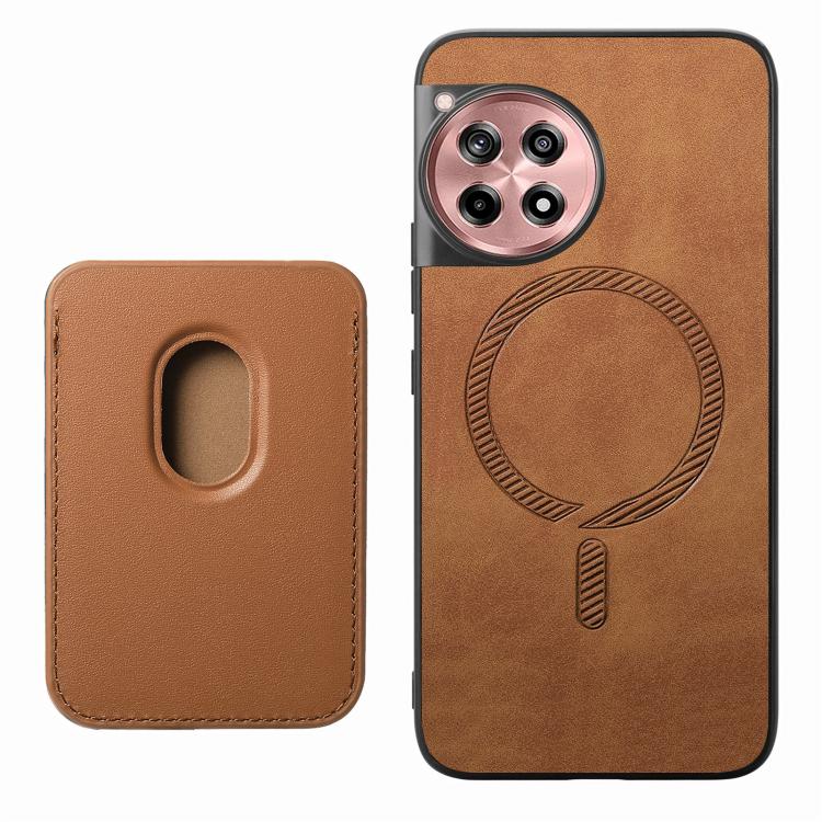 For OnePlus 13 Retro Magsafe Card Bag PU Back Cover Phone Case
