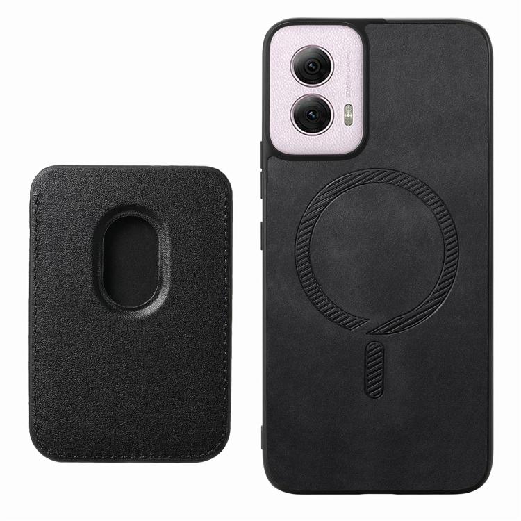 For Motorola Moto G35 Retro Magsafe Card Bag PU Back Cover Phone Case