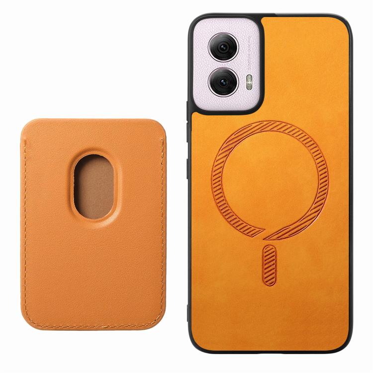 For Motorola Moto G55 Retro Magsafe Card Bag PU Back Cover Phone Case