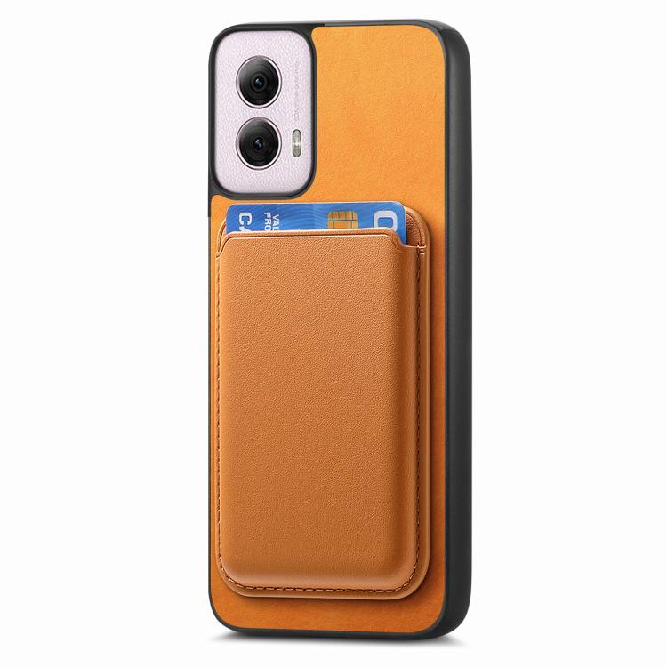 For Motorola Moto G 5G 2024 Retro Magsafe Card Bag PU Back Cover Phone Case