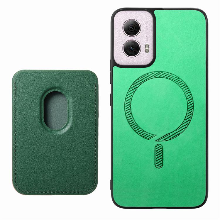For Motorola Moto G 5G 2024 Retro Magsafe Card Bag PU Back Cover Phone Case