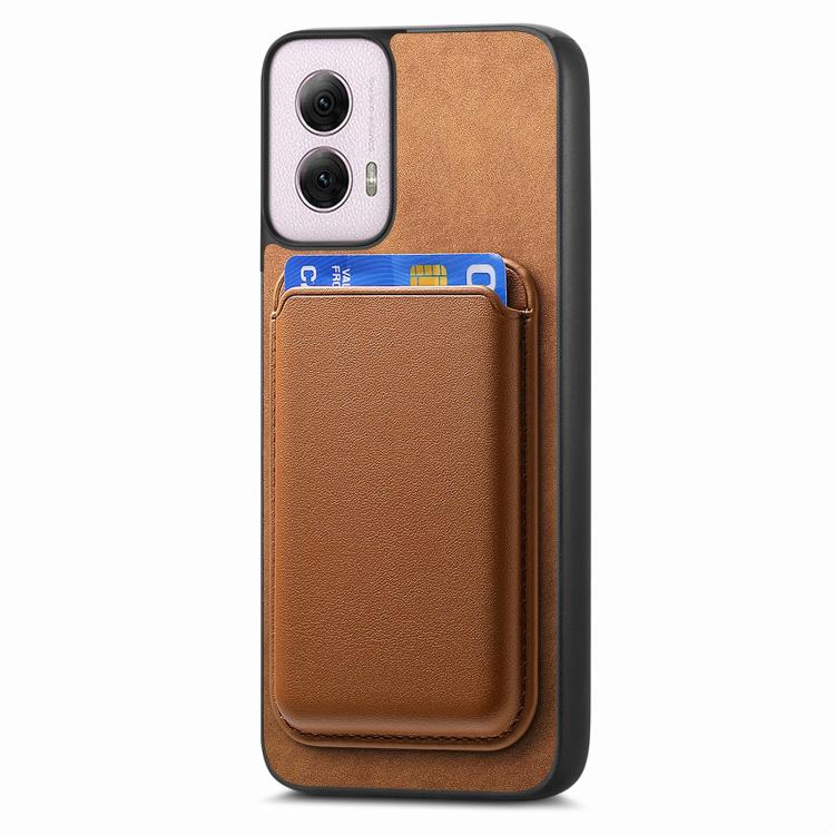 For Motorola Moto G 5G 2024 Retro Magsafe Card Bag PU Back Cover Phone Case