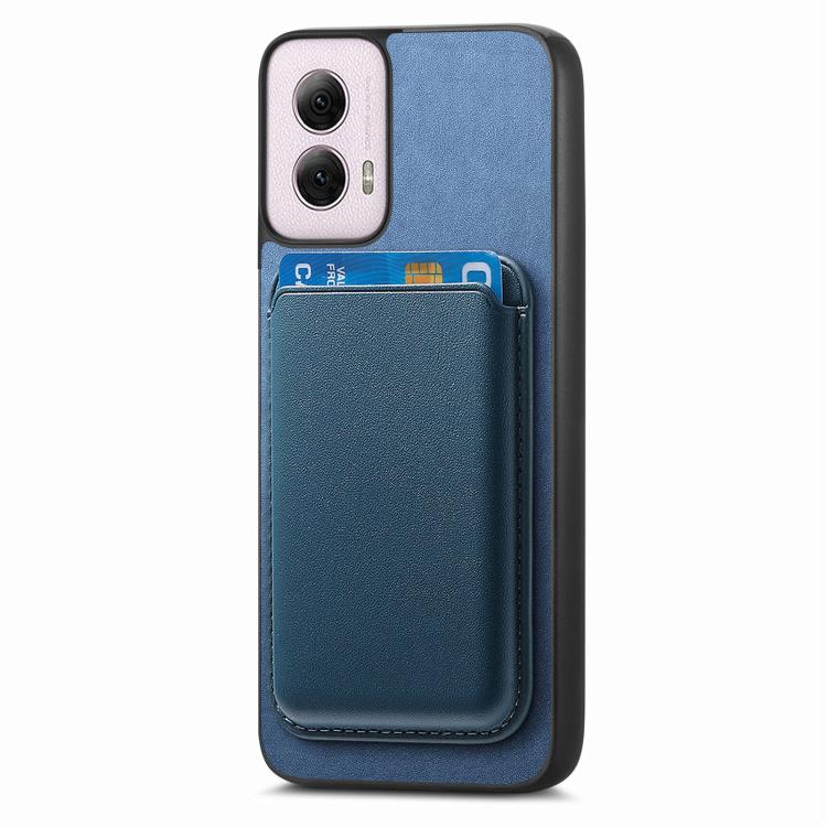 For Motorola Moto G Play 2024 4G Retro Magsafe Card Bag PU Back Cover Phone Case