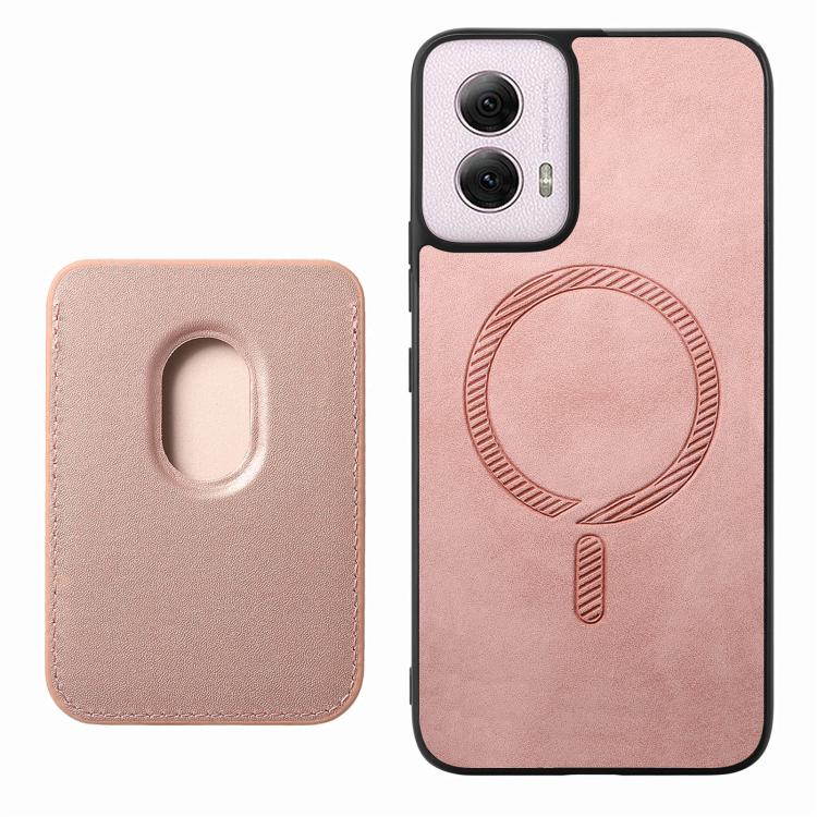 For Motorola Moto G Play 2024 4G Retro Magsafe Card Bag PU Back Cover Phone Case