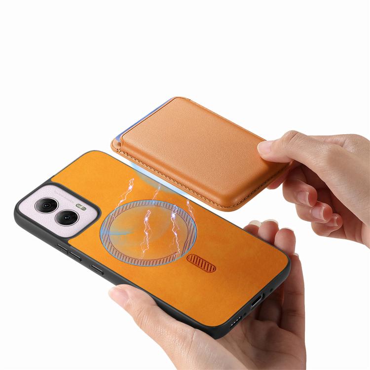 For Motorola Moto G Power 2024 5G Retro Magsafe Card Bag PU Back Cover Phone Case