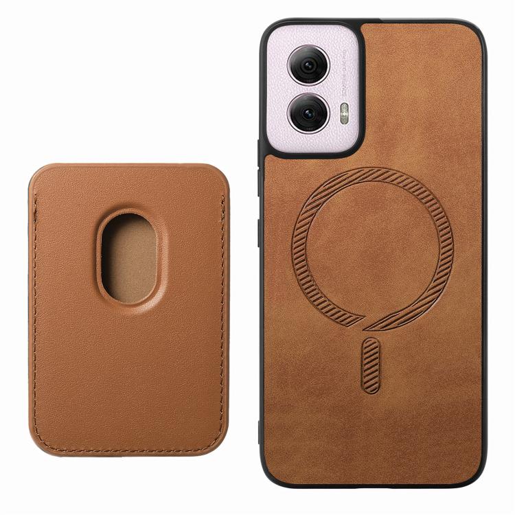 For Motorola Moto G Power 2024 5G Retro Magsafe Card Bag PU Back Cover Phone Case