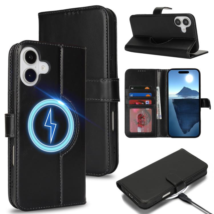 For iPhone 12 / 12 Pro Genuine Leather Card Wallet MagSafe Phone Case