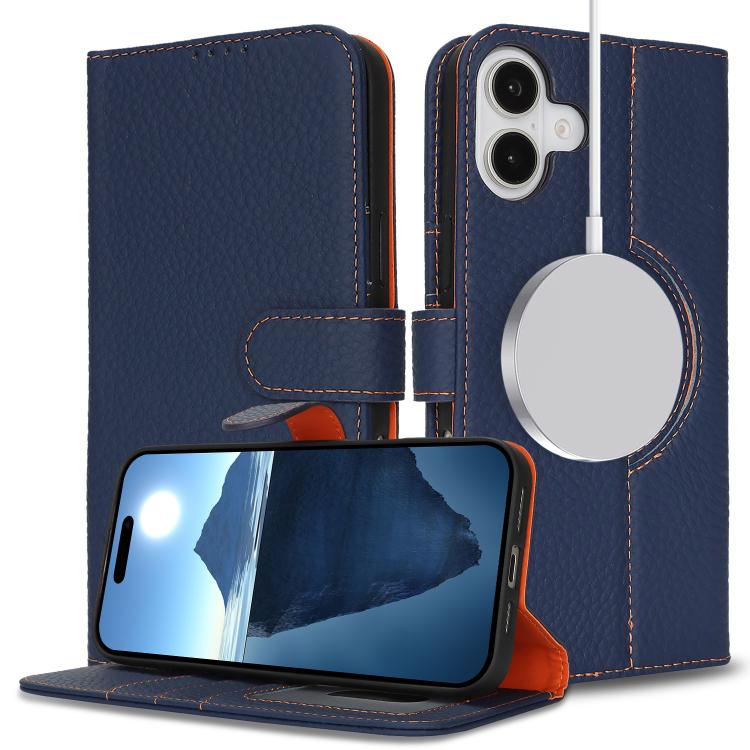 For iPhone 13 Pro Genuine Leather Card Wallet MagSafe Phone Case