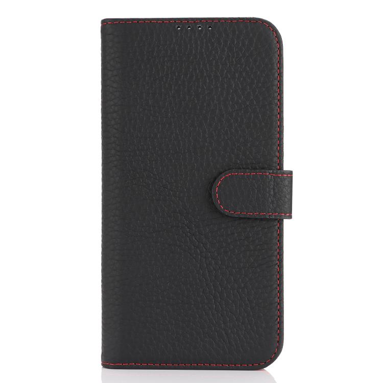 For iPhone 15 Plus / 14 Plus Genuine Leather Card Wallet MagSafe Phone Case