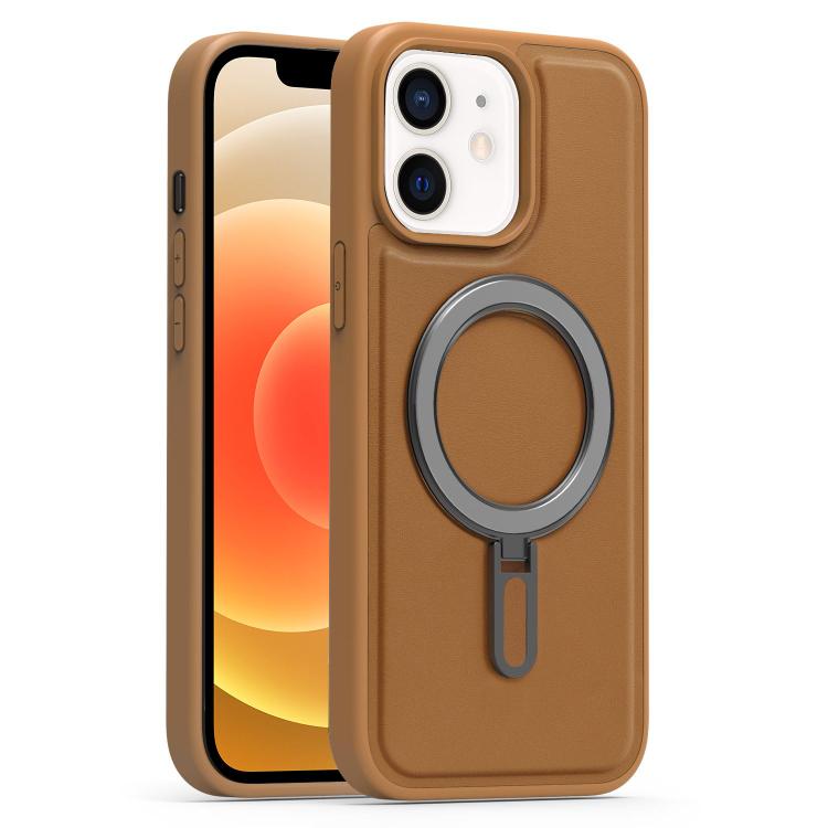 For iPhone 12 Silver Shield MagSafe Holder Shockproof Phone Case