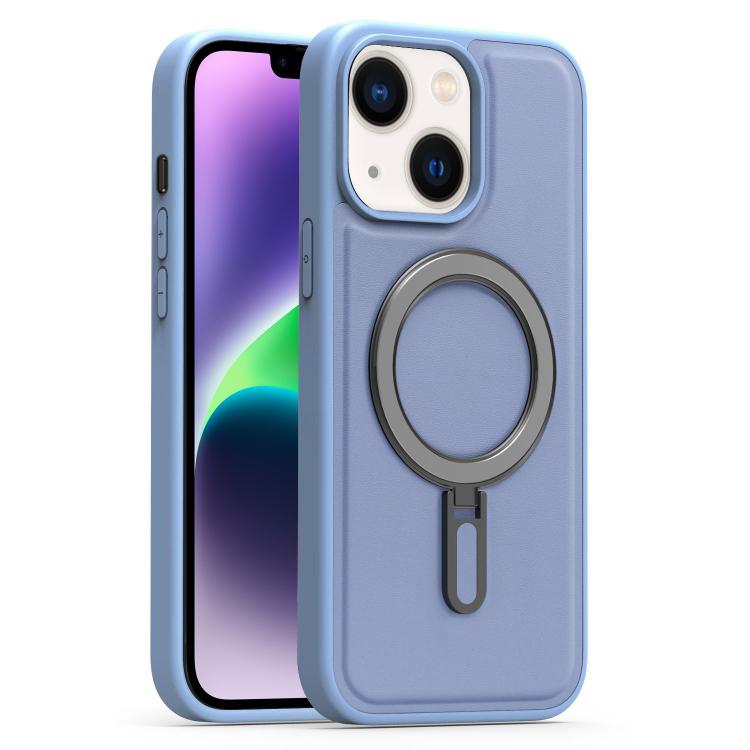 For iPhone 14 Plus Silver Shield MagSafe Holder Shockproof Phone Case