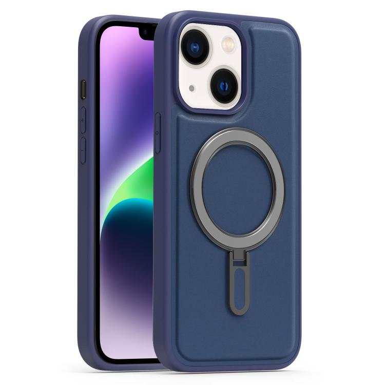 For iPhone 14 Plus Silver Shield MagSafe Holder Shockproof Phone Case