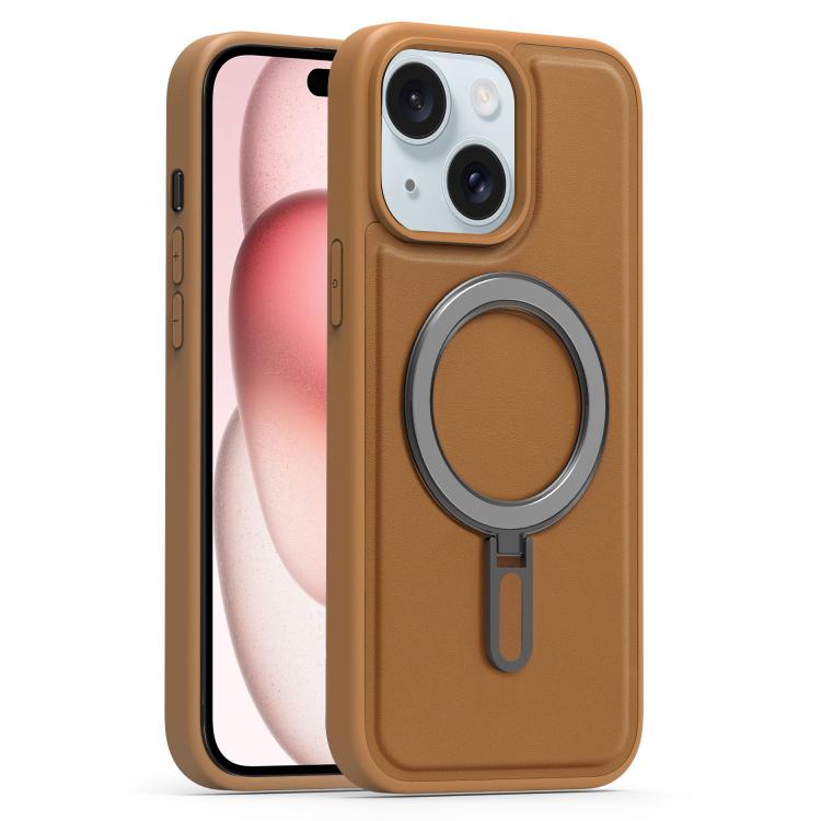For iPhone 15 Silver Shield MagSafe Holder Shockproof Phone Case