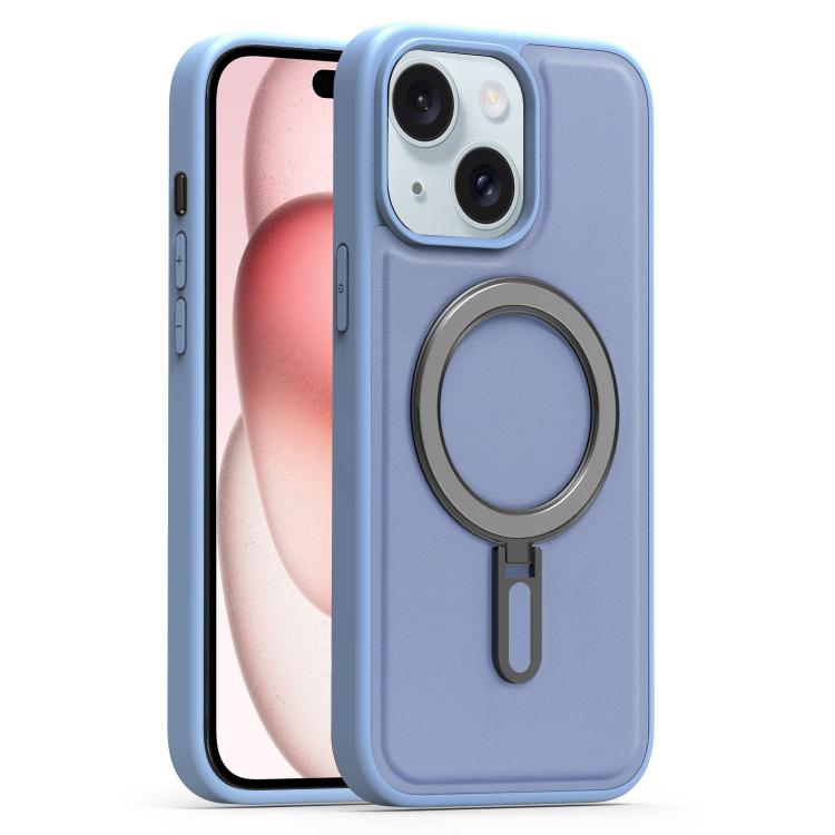 For iPhone 15 Plus Silver Shield MagSafe Holder Shockproof Phone Case