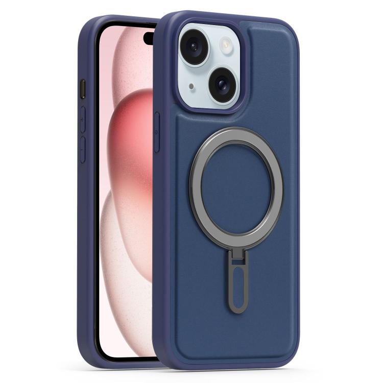 For iPhone 15 Plus Silver Shield MagSafe Holder Shockproof Phone Case