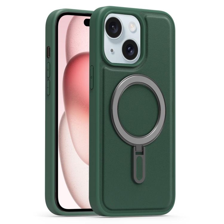 For iPhone 15 Plus Silver Shield MagSafe Holder Shockproof Phone Case