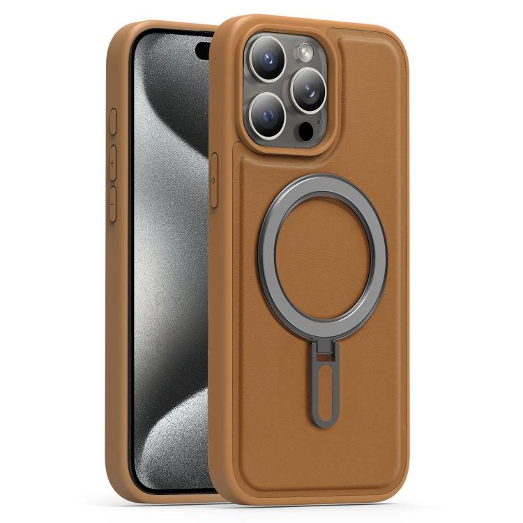 For iPhone 15 Pro Silver Shield MagSafe Holder Shockproof Phone Case