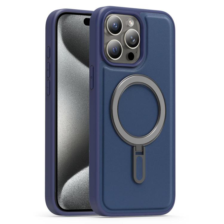 For iPhone 15 Pro Max Silver Shield MagSafe Holder Shockproof Phone Case
