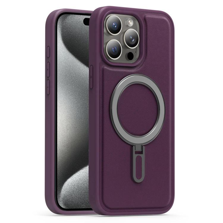 For iPhone 15 Pro Max Silver Shield MagSafe Holder Shockproof Phone Case