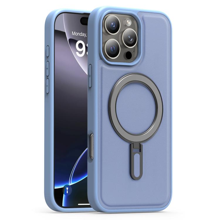 For iPhone 16 Pro Max Silver Shield MagSafe Holder Shockproof Phone Case