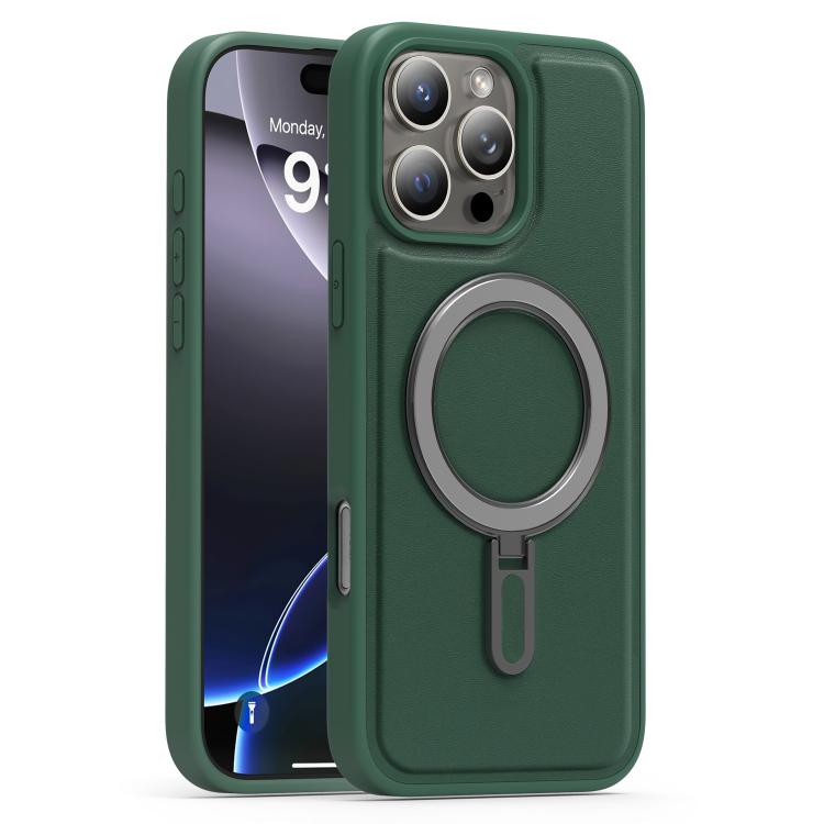 For iPhone 16 Pro Silver Shield MagSafe Holder Shockproof Phone Case
