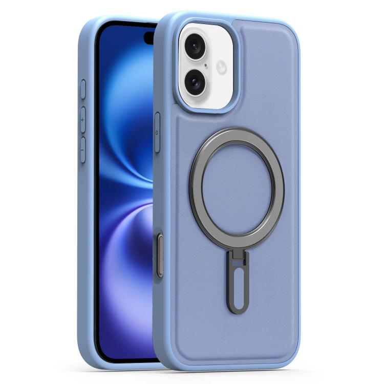 For iPhone 16 Plus Silver Shield MagSafe Holder Shockproof Phone Case
