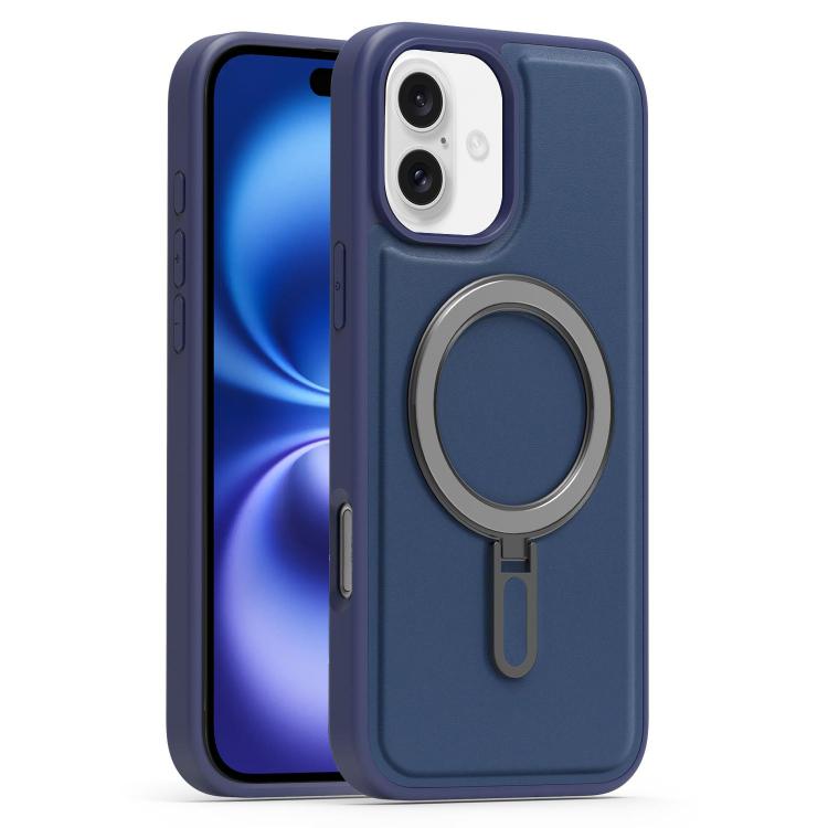 For iPhone 16 Plus Silver Shield MagSafe Holder Shockproof Phone Case