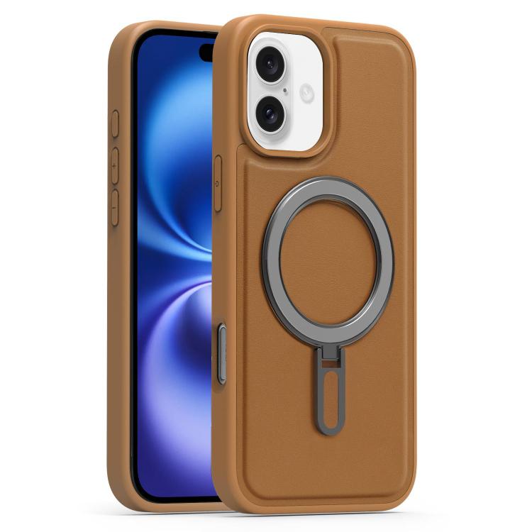 For iPhone 16 Plus Silver Shield MagSafe Holder Shockproof Phone Case