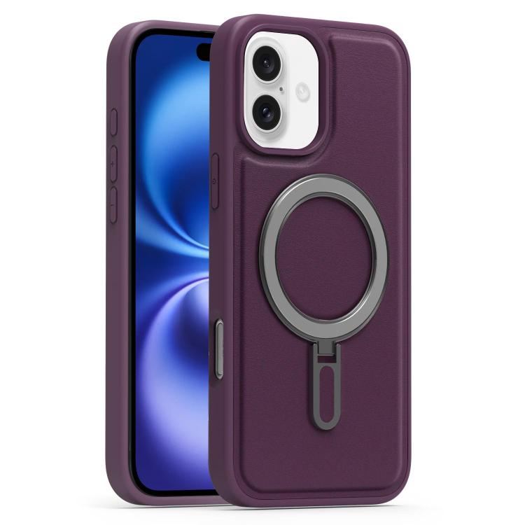For iPhone 16 Silver Shield MagSafe Holder Shockproof Phone Case