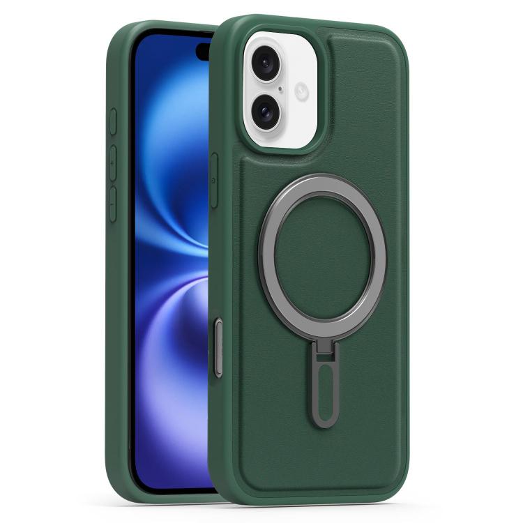For iPhone 16 Silver Shield MagSafe Holder Shockproof Phone Case